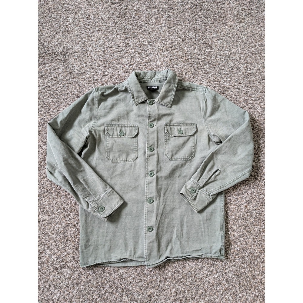 Hot‎ Topic Olive Green Button Up Utility Shirt Cotton Small